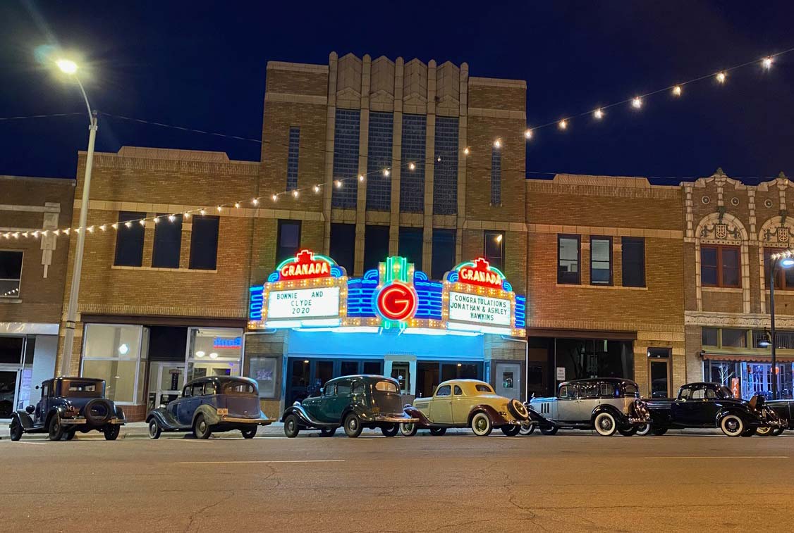 Classic Cars Parked Outside the Theater